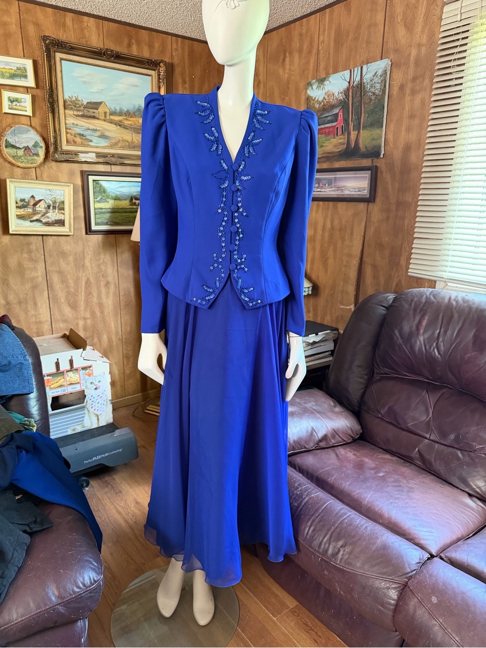 Vintage Flowy Beaded Sequins Two Piece Set